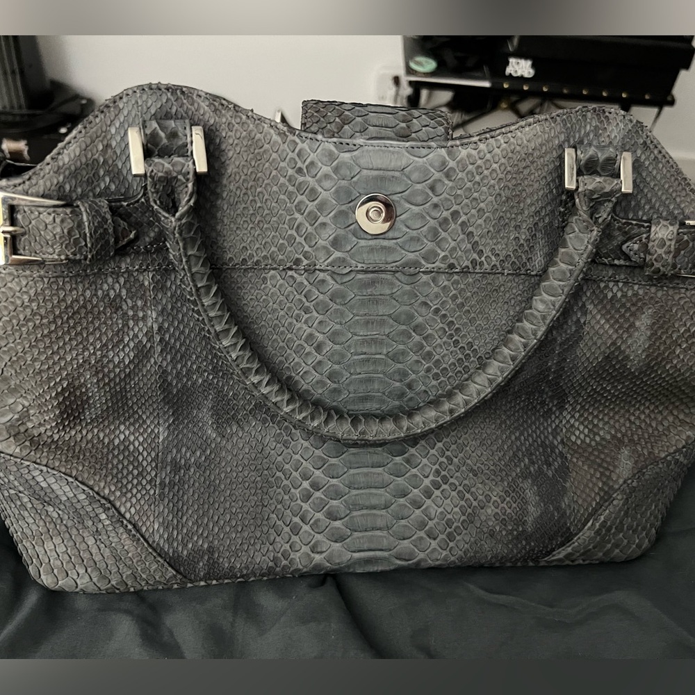 Gray Snakeskin Handbag